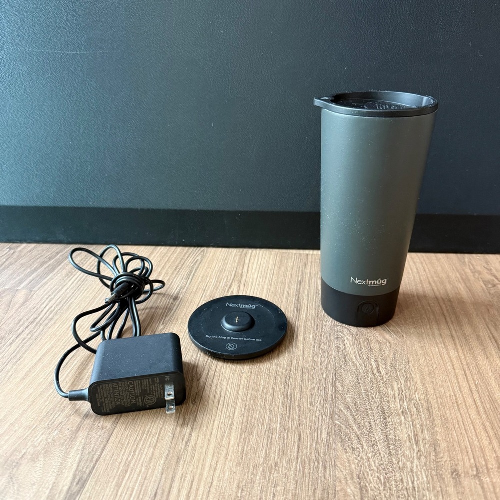 Nextmug Temperature Controlled Self Heating Coffee Mug Charcoal Gray Coaster